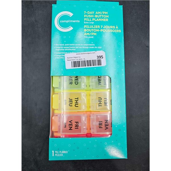 Compliments 7 Day AM/PM Push-Button Pill Planner