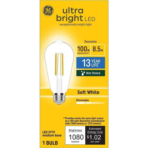 GE ultra bright LED soft white light bulb, lot of 2