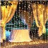 Image 1 : Brightown Hanging Window Curtain Lights 9.8 Ft Dimmable & Connectable with 300 LED, Remote, 8 Lighti
