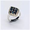 Image 1 : Silver Blue Sapphire White Topaz(2.7ct) Rhodium Plated Ring (~Size 7)(Ring is resizable for $40) (~w