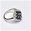 Image 2 : Silver Blue Sapphire White Topaz(2.7ct) Rhodium Plated Ring (~Size 7)(Ring is resizable for $40) (~w