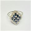 Image 3 : Silver Blue Sapphire White Topaz(2.7ct) Rhodium Plated Ring (~Size 7)(Ring is resizable for $40) (~w