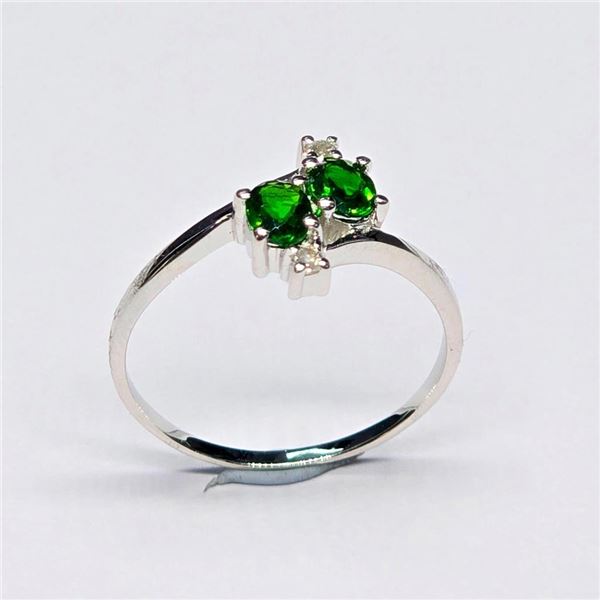 Silver Crome Tourmaline(0.75ct) Rhodium Plated Ring (~Size 9)(Ring is resizable for $40) (~weight 2.