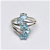 Image 2 : Silver Blue Topaz(2.45ct) Rhodium Plated Ring (~Size 7)(Ring is resizable for $40) (~weight 3.66g)