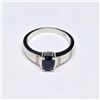 Image 2 : Silver Blue Sapphire White Topaz(0.9ct) Rhodium Plated Ring (~Size 7)(Ring is resizable for $40) (~w