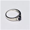 Image 3 : Silver Blue Sapphire White Topaz(0.9ct) Rhodium Plated Ring (~Size 7)(Ring is resizable for $40) (~w
