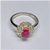 Image 3 : Silver Ruby White Topaz(1.8ct) Rhodium Plated Ring (~Size 7)(Ring is resizable for $40) (~weight 5.4