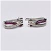 Image 1 : Silver Ruby White Topaz(0.45ct) Rhodium Plated Earrings (~weight 4.01g)