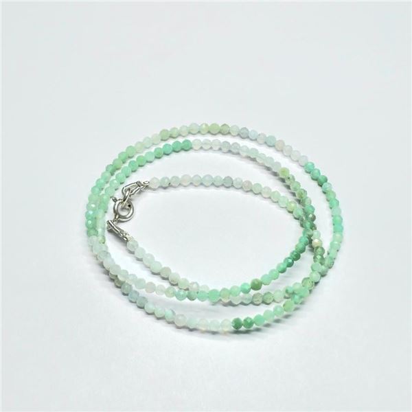 Silver Peru Opal(11.5ct) Beaded Necklace Necklace (~length 16inches) (~weight 2.85g)