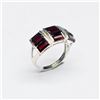 Image 1 : Silver Garnet (2.9ct) Rhodium Plated Ring (~Size 7)(Ring is resizable for $40) (~weight 3.76g)