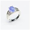 Image 1 : Silver Tanzanite(2.25ct) Rhodium Plated Ring (~Size 7)(Ring is resizable for $40) (~weight 4.42g)