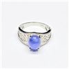 Image 2 : Silver Tanzanite(2.25ct) Rhodium Plated Ring (~Size 7)(Ring is resizable for $40) (~weight 4.42g)