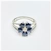 Image 2 : Silver Blue Sapphire (2.7ct) Rhodium Plated Ring (~Size 7)(Ring is resizable for $40) (~weight 3.05g