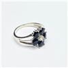 Image 3 : Silver Blue Sapphire (2.7ct) Rhodium Plated Ring (~Size 7)(Ring is resizable for $40) (~weight 3.05g