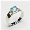 Image 1 : Silver Blue Topaz White Topaz(1.35ct) Rhodium Plated Ring (~Size 7)(Ring is resizable for $40) (~wei