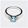 Image 2 : Silver Blue Topaz White Topaz(1.35ct) Rhodium Plated Ring (~Size 7)(Ring is resizable for $40) (~wei