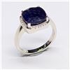 Image 1 : Silver Blue Sapphire White Topaz(3.6ct) Rhodium Plated Ring (~Size 7)(Ring is resizable for $40) (~w
