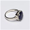 Image 3 : Silver Blue Sapphire White Topaz(3.6ct) Rhodium Plated Ring (~Size 7)(Ring is resizable for $40) (~w