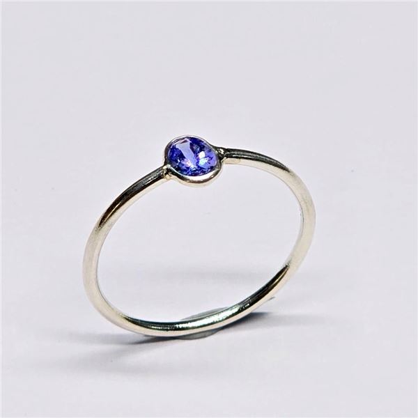 Silver Tanzanite(0.45ct) Rhodium Plated Ring (~Size 7)(Ring is resizable for $40) (~weight 1.06g)