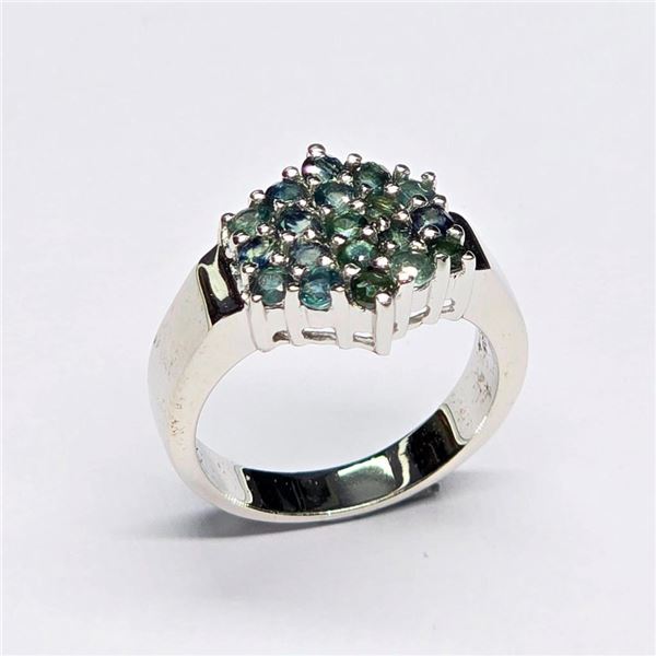 Silver Blue Sapphire(2.9ct) Rhodium Plated Ring (~Size 7)(Ring is resizable for $40) (~weight 5.84g)