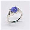 Image 1 : Silver Tanzanite Cz(2.45ct) Rose Gold Plated Ring (~Size 7)(Ring is resizable for $40) (~weight 2.63