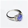 Image 3 : Silver Tanzanite Cz(2.45ct) Rose Gold Plated Ring (~Size 7)(Ring is resizable for $40) (~weight 2.63