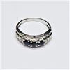 Image 2 : Silver Blue Sapphire White Topaz(0.45ct) Rhodium Plated Ring (~Size 7)(Ring is resizable for $40) (~