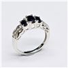 Image 1 : Silver Blue Sapphire White Topaz(1.35ct) Rhodium Plated Ring (~Size 7)(Ring is resizable for $40) (~