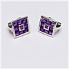Image 2 : Silver Amethyst(2.4ct) Rhodium Plated Earrings (~weight 7.99g)