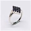 Image 1 : Silver Blue Sapphire(0.9ct) Rhodium Plated Ring (~Size 7)(Ring is resizable for $40) (~weight 3.17g)