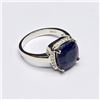 Image 3 : Silver Blue Sapphire White Topaz(3.6ct) Rhodium Plated Ring (~Size 7)(Ring is resizable for $40) (~w