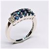 Image 1 : Silver Blue Sapphire White Topaz(1.35ct) Rhodium Plated Ring (~Size 7)(Ring is resizable for $40) (~