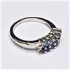 Image 3 : Silver Blue Sapphire(0.6ct) Rhodium Plated Ring (~Size 7)(Ring is resizable for $40) (~weight 2.88g)