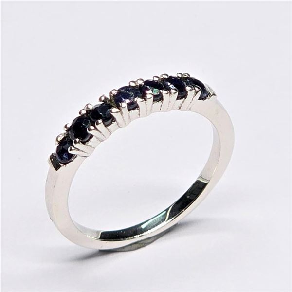 Silver Blue Sapphire(0.3ct) Rhodium Plated Ring (~Size 7)(Ring is resizable for $40) (~weight 2.31g)
