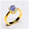 Image 1 : Gold plated Silver Tanzanite White Topaz(1.35ct) Gold Rhodium Plated Ring (~Size 7)(Ring is resizabl