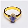 Image 2 : Gold plated Silver Tanzanite White Topaz(1.35ct) Gold Rhodium Plated Ring (~Size 7)(Ring is resizabl