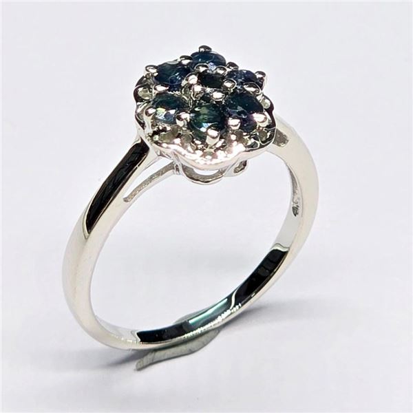 Silver Blue Sapphire(0.3ct) Rhodium Plated Ring (~Size 7)(Ring is resizable for $40) (~weight 2.75g)