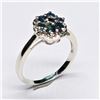 Image 1 : Silver Blue Sapphire(0.3ct) Rhodium Plated Ring (~Size 7)(Ring is resizable for $40) (~weight 2.75g)
