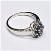 Image 3 : Silver Blue Sapphire(0.3ct) Rhodium Plated Ring (~Size 7)(Ring is resizable for $40) (~weight 2.75g)