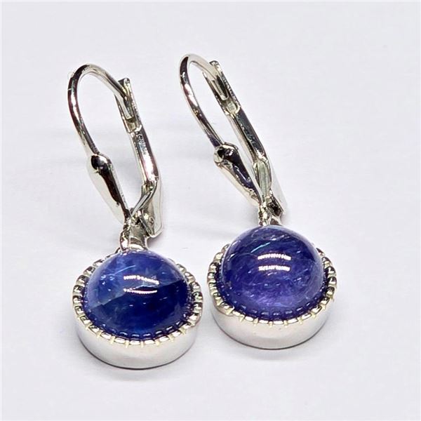 Silver Tanzanite (2.7ct) Rhodium Plated Earrings (~weight 3.86g)