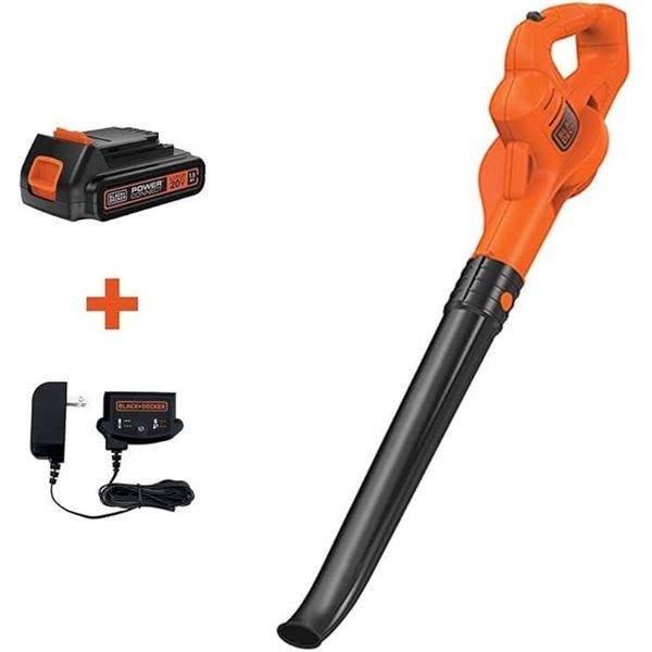 BLACK+DECKER 20V MAX Cordless Blower, 130 MPH, Lightweight Sweeper for Hard Surfaces and Mulched Are