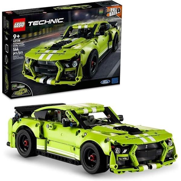 LEGO Technic Ford Mustang Shelby GT500 Building Set 42138 - Pull Back Drag Race Toy Car Model Kit, F