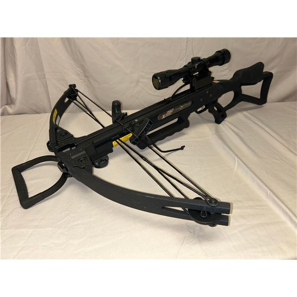 X Force 350 Cross Bow, 300fps, 160Lbs with 4 x 32 Scope, includes 3 bolts and Deluxe Custom Plano Pi