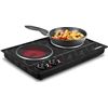 Image 1 : Hot Plate, CUSIMAX Double Burner Hot Plate for Cooking, 1800W Dual Control Portable Stove Countertop