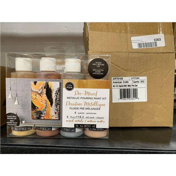 Color Pour Pre-Mixed Metallic Pouring Paint 4 Paint Colors x118.3ml Lot of 3 Packages