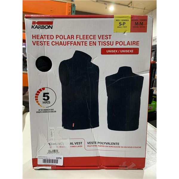 Karbon Heated Polar Fleece Vest Size Small Mens Medium Womens Unisex