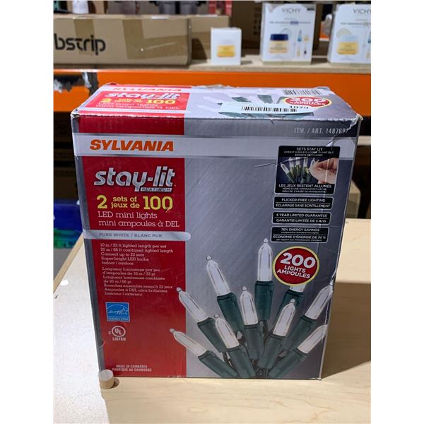 Sylvania Stay-Lit Platinum LED Mini Lights 2 Sets of 100 Pure White
