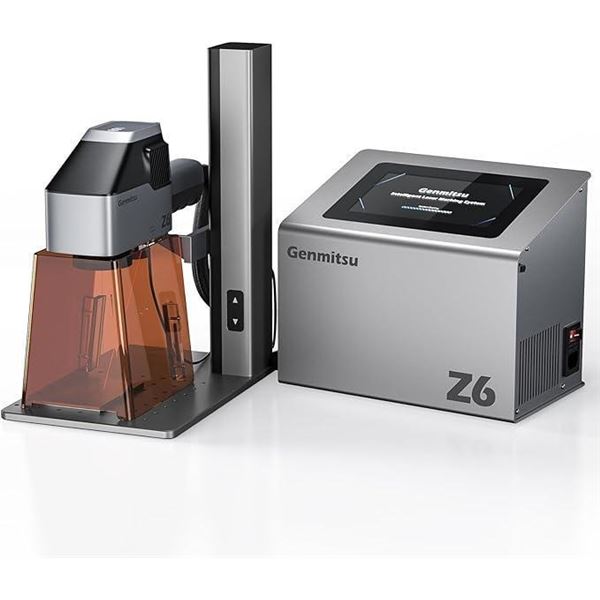 Genmitsu Z6 20W Fiber Laser Engraver, 5W Diode Dual Sources, Higher Fiber Power 15000mm/s Speed, Des