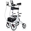 Image 1 : HFK-9211B ELENKER® Upright Rollator Walker Stand Up Rollator Walker with Shock Absorber White