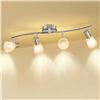 Image 1 : 4-Way Ceiling Spotlight, Track Lighting Fixture Indoor with Curved Lever and Glass Lamp Shade, Multi
